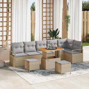 vidaXL Σετ Καναπέ Κήπου 9 pcs Μπεζ, Ανοιχτό Γκρι 90 x 55 x 71 cm