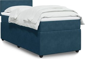 vidaXL Κρεβάτι Boxspring με Στρώμα Μπλε 90x200 εκ. Βελούδινο