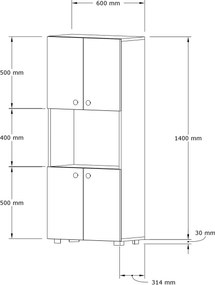 Ντουλάπι Κουζίνας Καρυδιά EFE 60x31,4x140