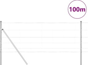 vidaXL Φράχτης Συρμάτινου Φράχτη 100 x 0,8 μ Ασημί Δίχτυ