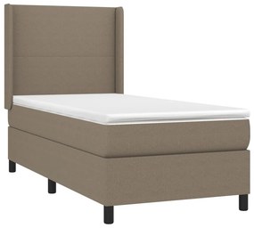 vidaXL Κρεβάτι Boxspring με Στρώμα &amp; LED Taupe 80x200 εκ. Υφασμάτινο