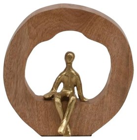 Διακοσμητικό Αντικείμενο Man alone 937-123-002 19x7x20cm Natural-Gold Metal,Wood