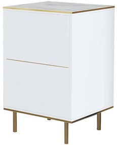 Κομοδίνο Imaj 382NRC1804 40x35x60cm Marble Effect White-Gold