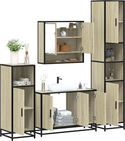 vidaXL Σετ Επίπλων Μπάνιου 4 Τεμαχίων Sonoma Δρυς Επεξεργασμένο Ξύλο