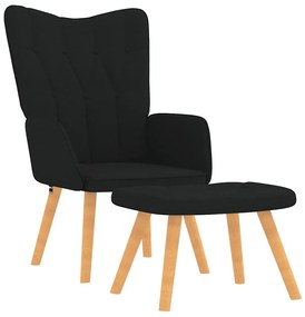vidaXL Πολυθρόνα Relax Μαύρη Υφασμάτινη με Σκαμπό