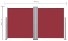 Σκίαστρο Πλαϊνό Συρόμενο Κόκκινο 160 x 600 εκ. - Κόκκινο