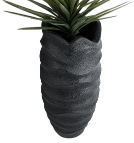GloboStar® Artificial Garden MONREALE 20728 Επιδαπέδιο Πολυεστερικό Τσιμεντένιο Κασπώ Γλάστρα - Flower Pot Μαύρο Φ50 x Υ110cm
