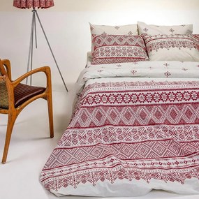 Σεντόνια Υπέρδιπλα (Σετ) Melinen Casual Line Maya Apple Μπορντώ,Εκρού ΧΩΡΙΣ ΛΑΣΤΙΧΟ 235x270