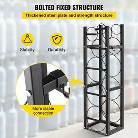 VEVOR Refrigerant Tank Rack Cylinder Tank Rack with 3-30lb and 3 Small Bottles