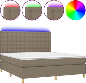 vidaXL Κρεβάτι Boxspring με Στρώμα &amp; LED Taupe 160x200 εκ. Υφασμάτινο