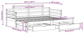 Καναπές Κρεβάτι Συρόμενος Χωρίς Στρώμα 90x200 εκ. &amp; Συρτάρια - Λευκό