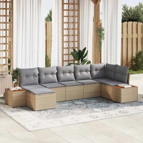 vidaXL Σετ Καναπέ Κήπου 8 pcs Μπέζ και Ανοιχτό Γκρι Πολυρατάν