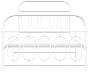 vidaXL Πλαίσιο Κρεβατιού με Κεφαλάρι/Ποδαρικό Λευκό 107x203 εκ Μέταλλο