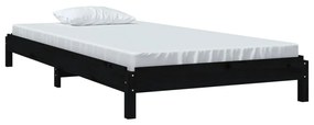 Κρεβάτι Στοιβαζόμενο Μαύρο 75x190 εκ. από Μασίφ Ξύλο Πεύκου - Μαύρο