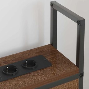 vidaXL Κεφαλάρι Αποθήκης με Σταθμό Φόρτισης με ράφι Καφέ δρυς 98 cm