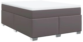 vidaXL Κρεβάτι Boxspring με Στρώμα Γκρι 140x200εκ. από Συνθετικό Δέρμα