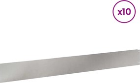 vidaXL Περίγραμμα γκαζόν 10 τμχ. 100 x 12 cm Ανοξείδωτο Ατσάλι Ασημί