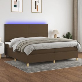 ΚΡΕΒΑΤΙ BOXSPRING ΜΕ ΣΤΡΩΜΑ &amp; LED ΣΚ.ΚΑΦΕ 200X200ΕΚ. ΥΦΑΣΜΑΤΙΝΟ 3135304