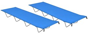 vidaXL Κρεβάτια Κάμπινγκ 2 τεμ. Μπλε 180x60x19εκ Ύφασ. Oxford/Ατσάλι