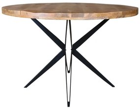 Τραπέζι Bocco Ι ξύλο mango φυσικό 3εκ με μαύρα μεταλλικά πόδια Φ150x77εκ 150x150x77 εκ.