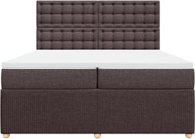 vidaXL Κρεβάτι Boxspring με Στρώμα Σκούρο Καφέ 200x200 εκ. Υφασμάτινο