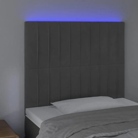 Κεφαλάρι Κρεβατιού LED Σκούρο Γκρι 80x5x118/128 εκ. Βελούδινο 3122693