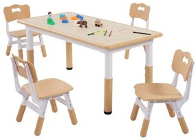VEVOR Kids Table and 4 Chairs Set Height Adjustable Kids Craft and Play Table
