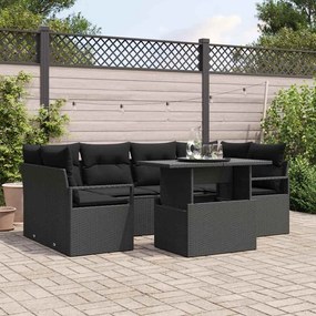 vidaXL Σετ Καναπέ Κήπου με αποθήκευση 7 pcs Μαύρο Πολυ ράταν