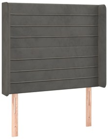 vidaXL Κρεβάτι Boxspring με Στρώμα &amp; LED Σκ. Γκρι 100x200εκ. Βελούδινο