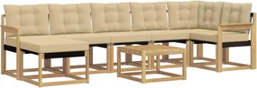 vidaXL Σειρά Καναπέ Εξωτερικού με μαξιλάρι 8 pcs Λευκό και Μπεζ