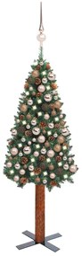 vidaXL Χριστουγεννιάτικο Δέντρο Slim LED & Μπάλες Πράσινο 180 εκ. PVC