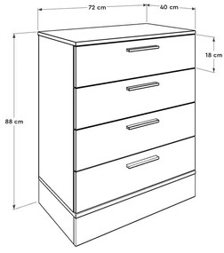 Συρταριέρα Base Megapap χρώμα oak - λευκό 72x40x88εκ.