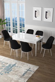 Extendable Dining Table &amp; Chairs Set (7 Pieces) Zen - White, Black White
Black