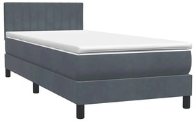 Box Spring Κρεβάτι με στρώμα Σκούρο γκρι 100x220 εκ. Βελούδινο - Γκρι