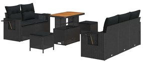 vidaXL Σετ Καναπέ Κήπου 8 pcs Μαύρο συνθετικό ρατάν