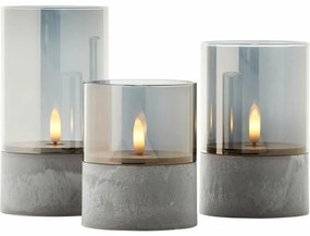 Κερί LED Brilliant Γκρι Μέταλλο 3 Μονάδες