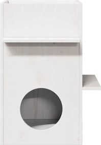 vidaXL σπιτάκι για γάτες Λευκό 43x43x60 cm από μασίφ ξύλο πεύκο