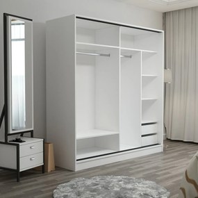 Διφυλλη Ντουλαπα Συρομενη Λευκο/Χρυσο KALEO 52x180x190