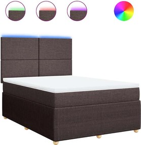 vidaXL Κρεβάτι Boxspring με Στρώμα Σκούρο Καφέ 140x200 εκ Υφασμάτινο