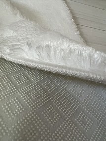 Οβάλ λευκό χαλάκι μπάνιου από πούπουλο με αντιολισθητική βάση Λευκό 60x100x12 cm