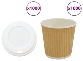 Χάρτινα ποτήρια καφέ με καπάκια 1000 τεμάχια 4oz 100ml - Καφέ