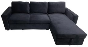 Καναπές Κρεβάτι Γωνιακός ArteLibre MATINEE Αναστρέψιμος Μαύρο Ύφασμα 220x155x81cm