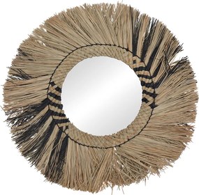 Καθρέπτης Cielro Inart mendong σε φυσική απόχρωση Φ42x6εκ