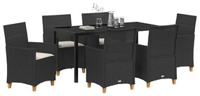 vidaXL Σέτ φαγητού για κήπο 7 pcs Μαύρο συνθετικό ρατάν