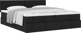 vidaXL Οθωμανικό κρεβάτι με στρώματα Μαύρο 160x200cm Ύφασμα