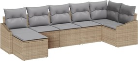 vidaXL Σετ Καναπέ με μαξιλάρι 7 pcs Μπεζ συνθετικό ρατάν