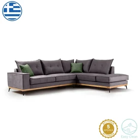 Γωνιακός καναπές αριστερή γωνία Luxury II pakoworld ύφασμα ανθρακί-κυπαρισσί 290x235x95εκ 168-000011