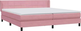 vidaXL Κρεβάτι Boxspring με Στρώμα Ροζ 180x210 εκ. Βελούδινο