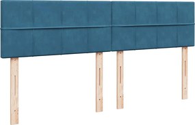 vidaXL Κρεβάτι Boxspring με Στρώμα Μπλε 200x200 εκ. Βελούδινο