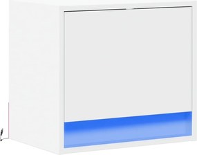 vidaXL Κομοδίνο Επιτοίχιο με Φώτα LED Λευκό